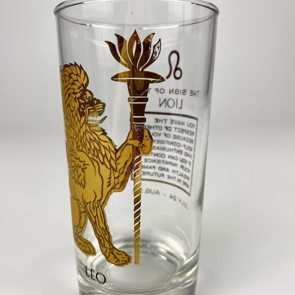 VTG MCM Anchor Hocking Zodiac Highball Tumbler Glass Leo Astrology 1960s - Picture 4 of 7